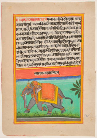 Astrological manuscript page with elephant