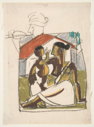 Woman and Child before a House