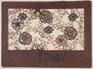 Stencil with Design of Chrysanthemums and Peony Medallions