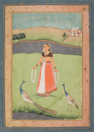 Lady with two peacocks