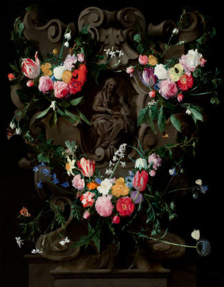 A Garland of Flowers with the Education of the Virgin