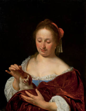 A Woman Pulling a Dog's Ear (Portrait of the Artist's Wife, Cunera van der Cock)