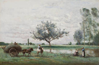 Charrette de Foin Longeant une Rivière (Hay Cart along a River )