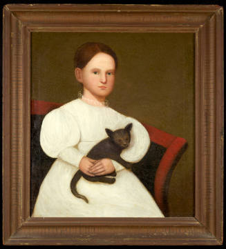 Girl in White Dress with Black Cat