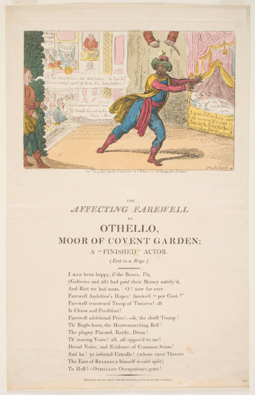 The Affecting Farewell of Othello, Moor of Covent Garden; A "Finished" Actor. (Exit in a Rage.)