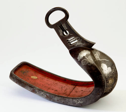 One of a pair of Stirrups (Abumi) with Floral Design