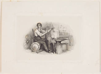 Untitled vignette: man seated at a forge