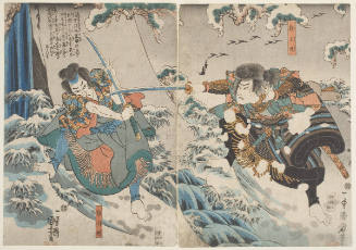 Two warriors fighting in the snow