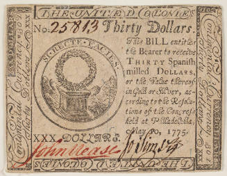 Thirty Spanished Milled Dollar Continental Currency Note