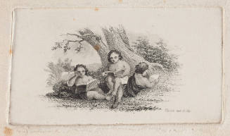 Three readers below a tree
