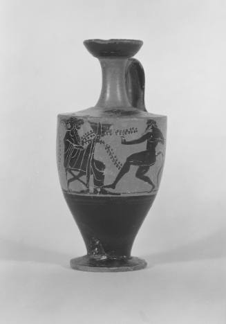 Oil Flask (Lekythos): Dionysos and Satyrs