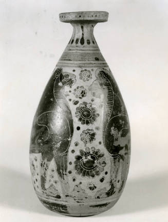 Oil Flask (Alabastron) with Two Facing Lions