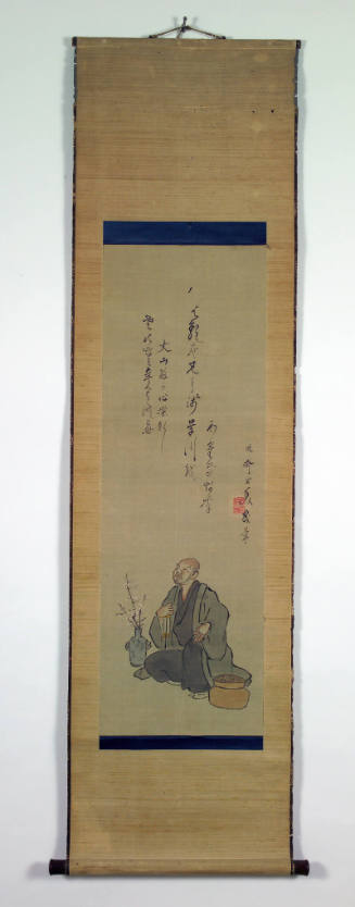 Poet-Monk with Fan Seated Near Vase with Plum Blossoms