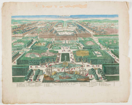 Veue generale de la Ville et du Chateau de Versailles du cote des Jardins