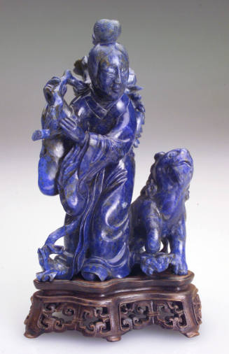 Female Figure with Peony Branch, Accompanied by a Lion