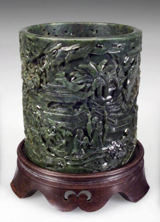 Brush Holder with a Scene of Sages in a Mountain Landscape