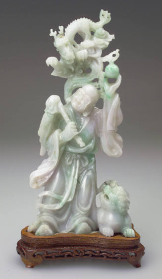 Buddhist Monk (Lohan) Accompanied by Dragon and Lion