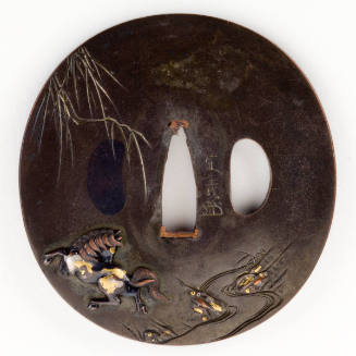 Tsuba with Design of a Horse Under a Weeping Willow by a Stream