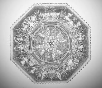 Octagonal Lacy Glass Cake Plate with Bee Hive Pattern