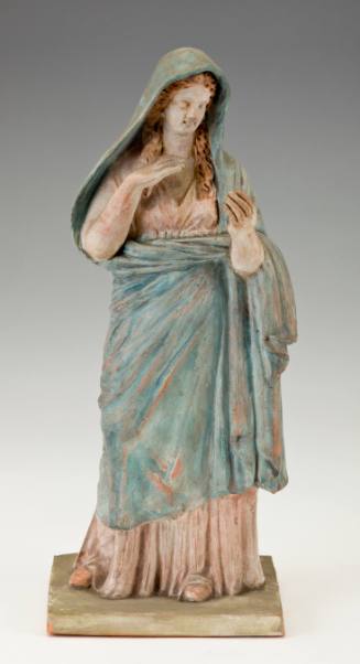 Draped Woman Standing, Holding up Left Hand