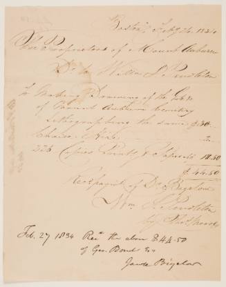 Invoice and reciept for services rendered by William S. Pendleton