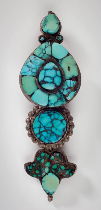 Turquoise and Silver Earring with Lotus Shape