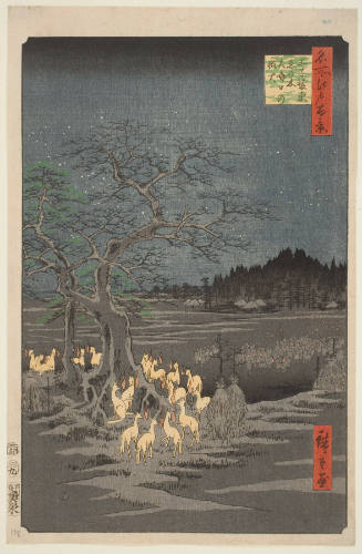 New Year's Eve Foxfires at the Changing Tree, Ōji (Ōji Shōzoku enoki Ōmisoka no kitsunebi)