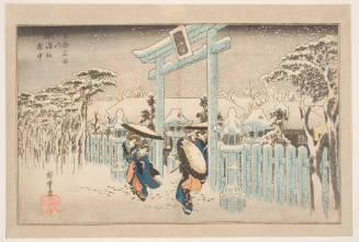 The Gion Shinto Shrine in Falling Snow