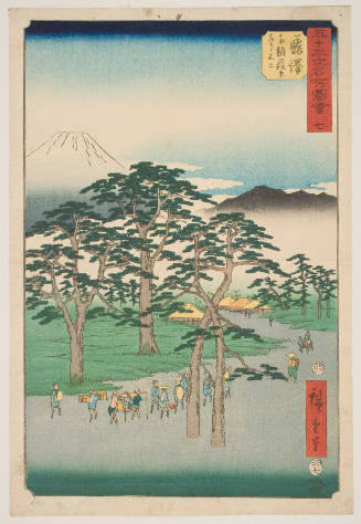 No. 7, Fujisawa: Fuji on the Left and the Pine Groves of Nanki (Fujisawa, Nanki no Matsubara hidari no Fuji)