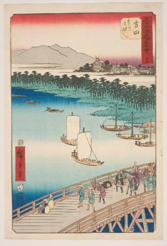 No. 35, Yoshida: The Great Bridge on the Toyo River (Yoshida, Toyokawa ōhashi)
