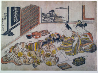 Yoshiwara Client Enjoying the Company of a Courtesan and a Handsome Youth