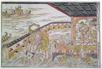 Picture of Retrieving the Jewel from the Dragon King's Palace (Ryugu tamatori no zu) [along right margin]