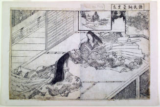 The Court Lady Kiritsubo from the Genji Monogatari (Genji Kiritsubo)-double-page illustration from volume I (sheet 3-4) of the book Ehon Tokiwa-gusa (Picture Book of Evergreens)